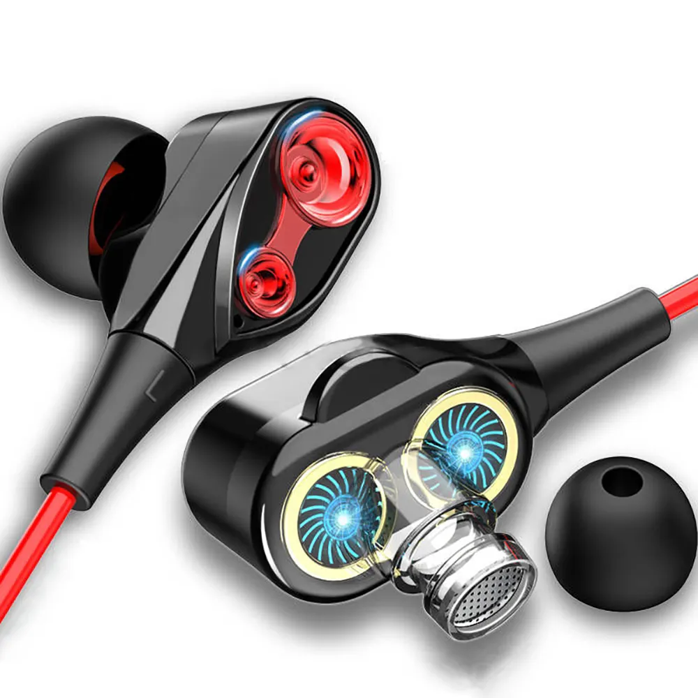 Eonline In-Ear Sport Headset With Mic mini Earbuds Earphones For iPhone Samsung Huawei Xiaomi Dual Drive Stereo Wired earphone