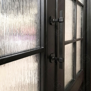 Grille coulissante marocaine moderne, design uni, entrée extérieure noire, <span class=keywords><strong>porte</strong></span> d'entrée française en <span class=keywords><strong>fer</strong></span> <span class=keywords><strong>forgé</strong></span> solide pour résidence - Product Image 5