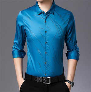 <span class=keywords><strong>2021</strong></span> <span class=keywords><strong>printemps</strong></span> et automne nouvelle ligne d'impression pour hommes décontracté mince chemise à manches longues - Product Image 3