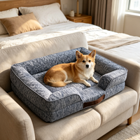 Lit pour chien en tissu imitation chenille orthopédique, canapé pour chat, pour cage, poignée portable, fond antidérapant, pour usage domestique en intérieur