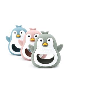 Anneau de dentition pour bébé pingouin en silicone souple personnalisé sans BPA jouet unisexe pour bébé hochet à chaîne apaisant à mâcher - Product Image 1