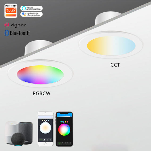 Modern 10w Rgbw Smart Wifi Led Ceiling Down Lamp New Design CCT Dimmable Tuya Downlights for Home Bedroom Living Room