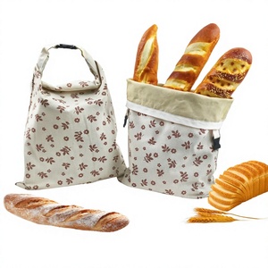 Lot de sacs à pain réutilisables en coton pour usage quotidien, conservation des aliments, pâte à sourde maison, maintien au frais, compatibles congélateur, lavables, grande fermeture éclair - Product Image 1