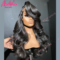 Pelucas de Cabello Humano Virgen Indio Largo Rojizo con Encaje Frontal y Pelo de Bebé, Peluca Completa sin Pegamento Transparente HD 13X4