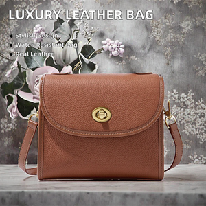 Bolso bandolera de cuero de vaca genuino para mujer, bolso cuadrado pequeño Retro de lujo de diseñador, correa de hombro de ocio impermeable, ligera - Product Image 2