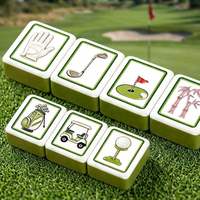 Tuiles de Mahjong Américaines de Luxe Personnalisées avec Logo, Thème Golf, en Acrylique Vert, pour le Divertissement en Extérieur et les Sports Saisonniers