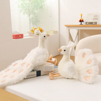 Peluche Paon Adorable, 50*30cm, Poupée Paon Rembourrée avec Queue Ouverte/Longue, Options Vert/Bleu/Blanc pour Décoration Maison et Cadeau Enfant