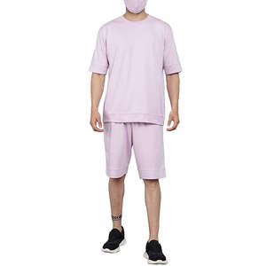 2025เซ็ตสำหรับผู้ชายเสื้อยืดแขนสั้นและกางเกงขาสั้นผ้าฝ้าย100% 2ชิ้นสำหรับฤดูร้อน - Product Image 1