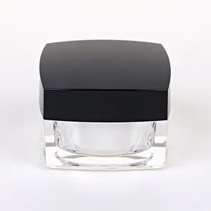 Luxury Black Square Empty Acrylic Skincare Jar And Pump Bottle Cosmetic Packaging Set