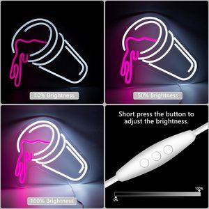 Enseigne <span class=keywords><strong>Néon</strong></span> Double Tasses Dimmable <span class=keywords><strong>Rose</strong></span> LED Lumières Décoration Murale Bar Man Cave Neon Light Signs Bedroom Pub Bar Accessories Neon - Product Image 4