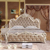 Lit double moderne minimaliste en bois massif de 1,8 m, design dernier cri, cadre de lit en cuir de luxe pour chambre principale, lit de princesse