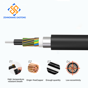 Câble à fibres optiques toronné GYTA pour extérieur, blindage en aluminium, gaine en PE, 14 AWG, étanche, enterrable directement, aérien - Product Image 3