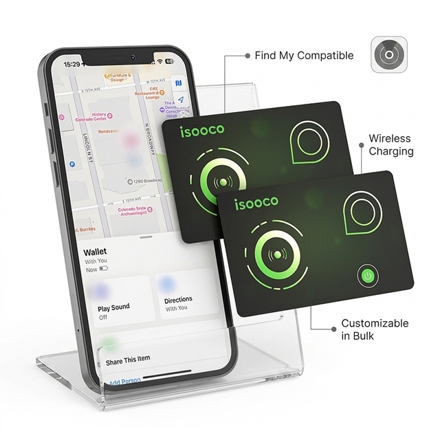 ISOOCO FindMy Kids Smart GPS Tracker Locator IP67 Waterproof Wireless Rechargeable IOS App Compatibility for Bluetooth Finder