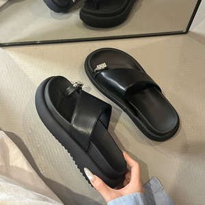 Sandalias de plataforma de una tira para mujer, estilo coreano, para exteriores, novedad de verano, a la moda, para vacaciones y playa - Product Image 4