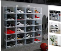Boîte à chaussures de sport en acrylique transparent de taille personnalisée Boîte à chaussures rectangulaire empilable en acrylique Boîte de rangement multifonctionnelle pour baskets