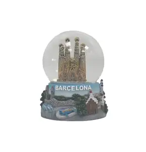 custom spain country Barcelona city souvenir snow globe resin water snow ball