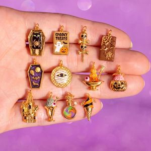 Breloques vintage amusantes pour Halloween, pendentifs château, citrouille, momie, crâne, <span class=keywords><strong>cercueil</strong></span> pour bracelets et colliers DIY - Product Image 3