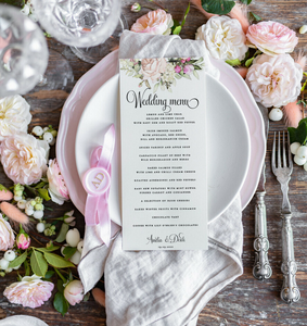 Menu de mariage moderne personnalisable simple DIY <span class=keywords><strong>modèle</strong></span> imprimable pour votre <span class=keywords><strong>carte</strong></span> d'<span class=keywords><strong>invitation</strong></span> de mariage réception de mariage - Product Image 4
