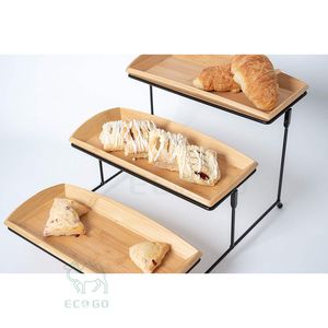 Soporte Redondo de Bambú de 3 Niveles con Diseño Moderno, No Tóxico, para Exhibición de Pasteles en Bodas y Fiestas - Product Image 2