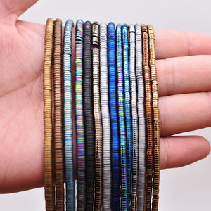 Perline di ematite di pietra naturale perline distanziate allentate rotonde piatte per la fabbricazione di gioielli - Product Image 1