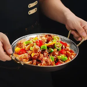 Wajan Paella Stainless <span class=keywords><strong>Steel</strong></span> Tebal, Piring Ayam Goreng Korea, Panci Hot <span class=keywords><strong>Pot</strong></span> Golden <span class=keywords><strong>Army</strong></span>, Wajan Penggorengan, Peralatan Dapur - Product Image 3