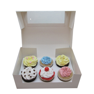 White Cup Cake Take Away Packaging Cupcake Boxes With Clear Window