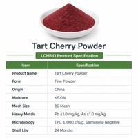 Poudre d'extrait de cerise acidulée en vrac LCHBIO, non-OGM, sans gluten, compatible végétalien, qualité cosmétique, mélange de fruits 80 Mesh