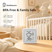 Termómetro e Higrómetro ZenMeasure, Monitor de Temperatura, Humedad y Presión de Aire para Cuarto de Bebé, Modelo MHO-C202, 1 Año de Garantía