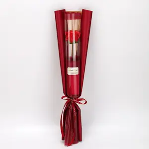 Рекламный подарок с логотипом на заказ, красное мыло 55 см, букет цветов розы на День святого Валентина, Рождество, свадьбу, украшение цветов