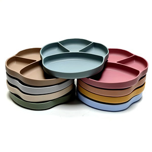 Assiette en silicone pour enfants avec ventouse et compartiment intégré pour bol de nourriture pour bébé, articles pour bébés - Product Image 3