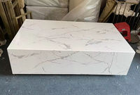 Table basse moderne en marbre avec plateau à motif marbré blanc, durable pour salon, appartement, hôtel et salle à manger