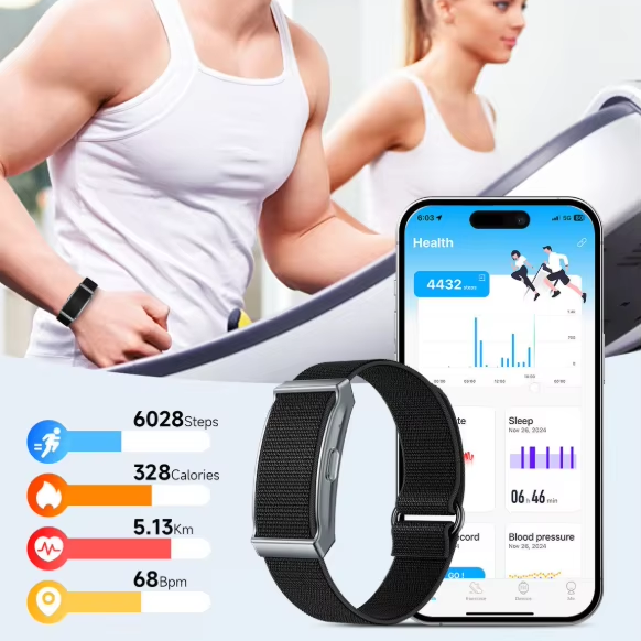 Huarui IP68 Waterproof Smart Bracelets Heart Rate Monitor Sleep Tracker 15 Days Battery Life Screen-Free Fitness Tracker