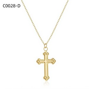 Collar con colgante de cruz Amy Amy, cadena de acero inoxidable chapada en plata para mujer, joyería religiosa clásica, regalo para uso diario - Product Image 3