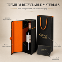Boîte à vin pliable personnalisée, boîte cadeau pour spiritueux en gros, emballage en papier, logo personnalisé