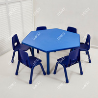 Tables hexagonales durables en plastique multicolore pour crèche et école, ensemble table et chaises pour enfants, meubles pour la maternelle