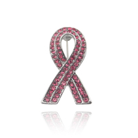 Broche de ruban de sensibilisation au cancer du sein pour femmes Ruban rose rempli de paillettes Épinglette en émail Épingles en métal pour les fêtes