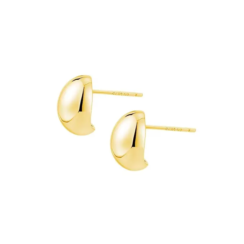 Pendientes con forma de frijol para mujer, aretes dorados de 18k, aretes ovalados cortados