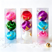 Ensemble de décorations de Noël modernes et minimalistes en plastique floqué, peintes au fil de soie, pour 2026 – Boules de Noël pour l'arbre