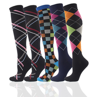 Chaussettes de compression montantes à motif animalier 20-30 mmHg pour le sport et l'entraînement, idéales pour les infirmières et les coureurs, avec logo tricoté.