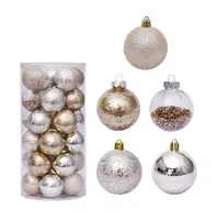 Produrre Diversi Colori Decorazioni Ornamenti 6 cm Dorato Chiaro albero Di Natale Della Decorazione di Scintillio di Plastica Palla Di Natale