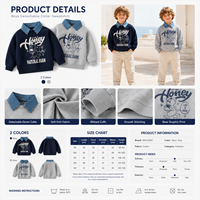 Sudadera de Oso con Cuello Desmontable para Niños, Moda Infantil, Mezcla de Algodón, Manga Larga, Estilo Casual Otoñal, Venta al Por Mayor