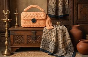 Bolso Trenzado de Mano Hecho a Mano Color Durazno, Lujoso, Étnico y Elegante con Perlas, Dos Correas, Bolso de Hombro Boho, Tejido de Cordón de Algodón, ¡Súper Precio! - Product Image 2