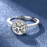 Bague de luxe micro-pavée en argent sterling S925 électroplaqué avec moissanite, couleur D, 0,5 carat et 1 carat, pour femme, modèle transfrontalier