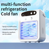 Ventilateur rafraîchisseur d'air portable avec haut-parleur Bluetooth et lumières colorées, mini ventilateur électrique de bureau pour la maison et le bureau, avec fonction de pulvérisation