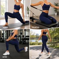 Ensemble de yoga 2 pièces uni personnalisé pour femme avec brassière de sport à bordure contrastante et leggings à taille croisée en V, idéal pour le yoga, le Pilates et l'entraînement en salle de sport