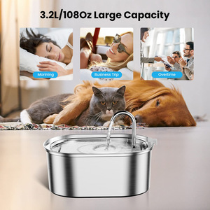 Fuente de agua para mascotas de acero inoxidable, grifo para fuente de agua para gatos, fuente de agua para mascotas para el hogar, gran capacidad de 2L - Product Image 4