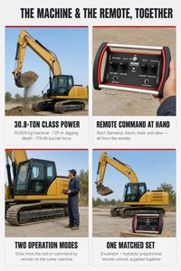 Excavadora Usada Inteligente de 30.8T con Control Remoto Proporcional Inalámbrico para Trabajos en Pendientes y Túneles - Product Image 2