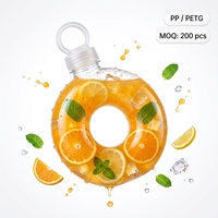 Nouvelle bouteille en plastique portable en forme de donut, résistante aux hautes températures, pour thé au lait, jus, café, boissons chaudes, 500 ml