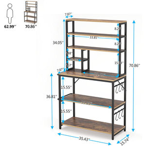 Étagère de rangement <span class=keywords><strong>pas</strong></span> chère pour salon, étagère en bois à 6 niveaux, étagère pour micro-ondes de cuisine, pour ustensiles de cuisine - Product Image 6