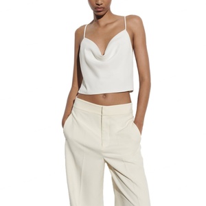 Top Corto de Algodón al por Mayor de Fábrica para Mujer, Blusa Sexy Personalizada con Mangas para Dama, Talla XS, Ropa de Punto Corta - Product Image 1
